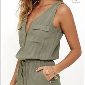 Zip Front Sleeveless Casual Romper